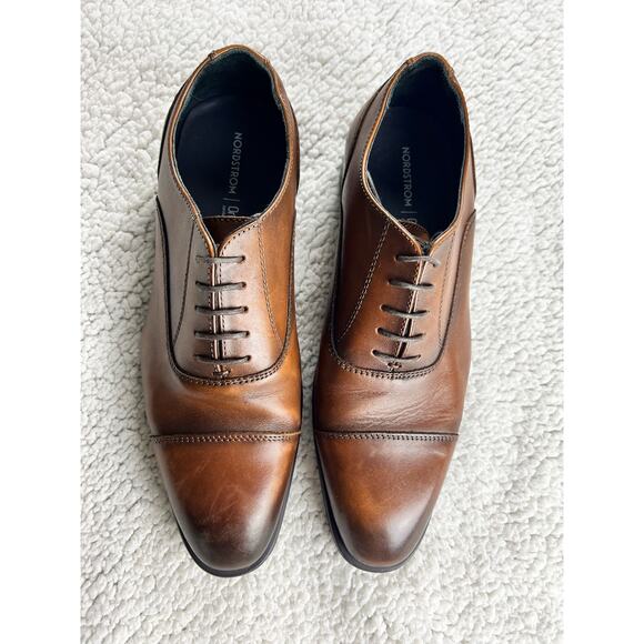 Nordstrom Cap Toe lace-up Oxford Cognac leather ortholite insole - Sz 8.5 - H19 main image 8